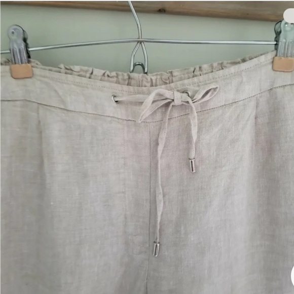 CHICO'S 100% Linen women’s Bermuda Tie Front  Shorts tan size 2.5 beachy resort - Picture 4 of 8